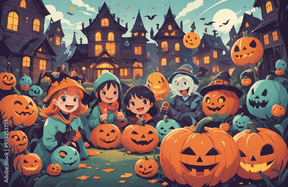 cute halloween festival illustration pattern background cartoon with ghost and pumpkin cute halloween festival illustration pattern background cartoon with ghost and pumpkin