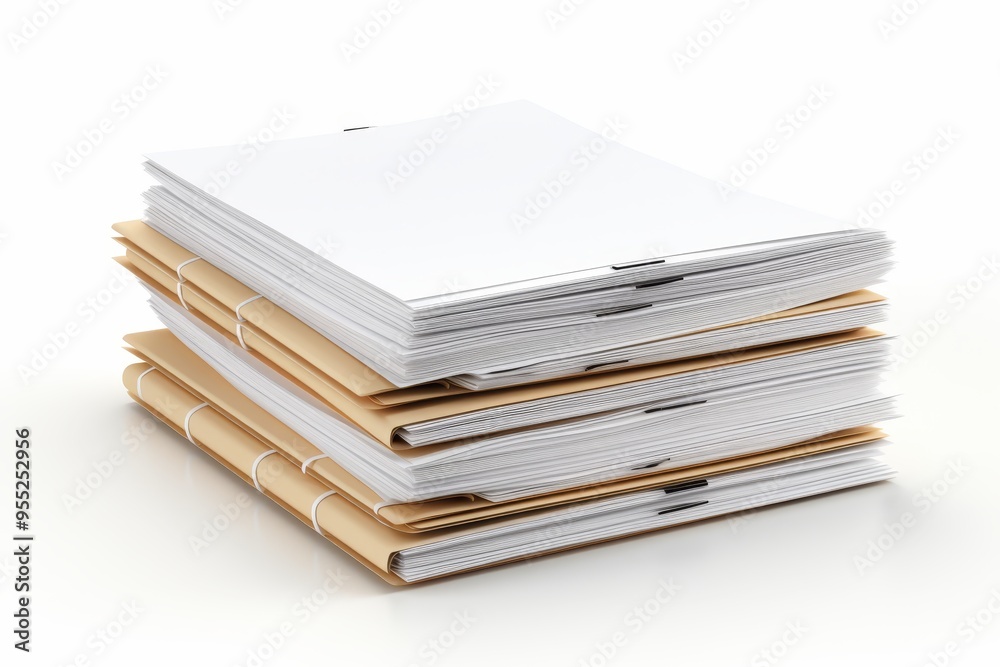 Isolated stack of business documents on white background for professional presentations Isolated stack of business documents on white background for professional presentations