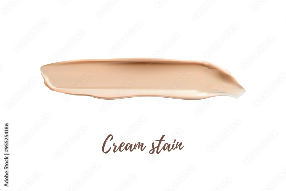 Vector mesh cream stain. Skincare beauty element. Realistic cream texture. Cosmetic swatch texture. Nude color cream. Smear of beige cream on white isolated background top view. Vector mesh cream stain. Skincare beauty element. Realistic cream texture. Cosmetic swatch texture. Nude color cream. Smear of beige cream on white isolated background top view.