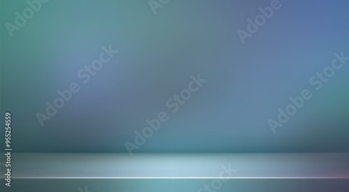 Gradient studio room. Dark blue background. Abstract 3d backdrop for product presentation. Minimal empty scene. Showcase, promotion display. Vector stage mockup illustration