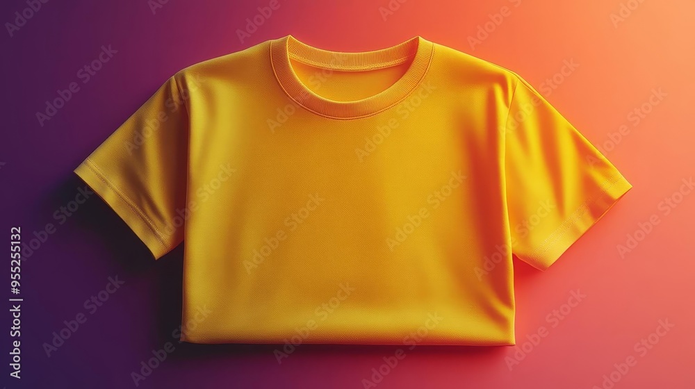 Yellow T-shirt Mockup on Gradient Background Yellow T-shirt Mockup on Gradient Background