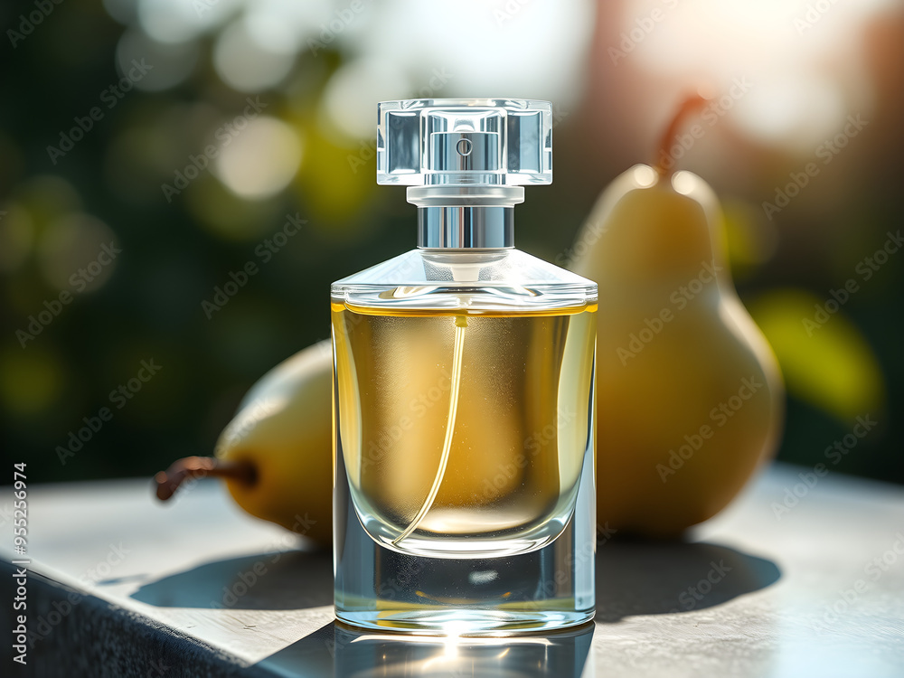 bottle of perfume with pear bottle of perfume with pear