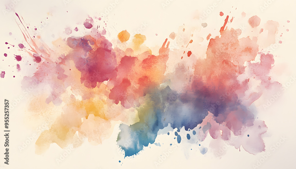 Obraz premium Soft watercolor splashes or strokes in muted tones, offering an artistic yet understated look