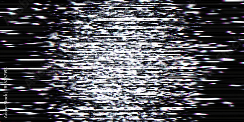 Seamless no signal transmission error black and white TV static noise pattern. Tileable television screen or video game pixel glitch or damage background texture. Retro 80s analog grunge graphic..