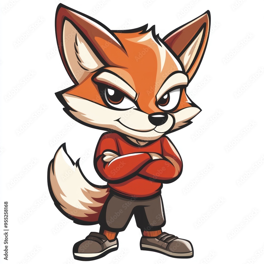 Cute Cartoon Fox with Crossed Arms