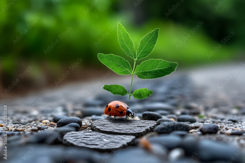 Obraz premium Ladybugs, tiny footprints, delicate imprints leave behind subtle traces of their journey