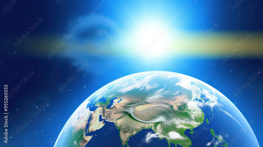 Ozone day, Planet earth with a sunrise in space Ozone day, Planet earth with a sunrise in space