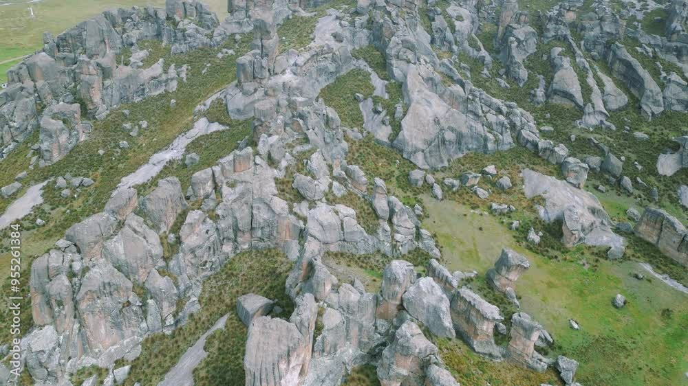stone forest in south america as seen from a drone on a cloudy day stone forest in south america as seen from a drone on a cloudy day
