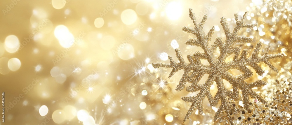 gold christmas background with snowflakes and gold sequins gold christmas background with snowflakes and gold sequins