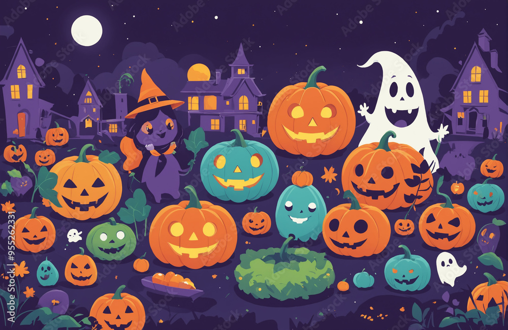 cute halloween festival illustration pattern background cartoon with ghost and pumpkin cute halloween festival illustration pattern background cartoon with ghost and pumpkin