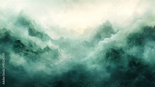 A soft abstract green background with watercolor effects, offering a calming and artistic vibe