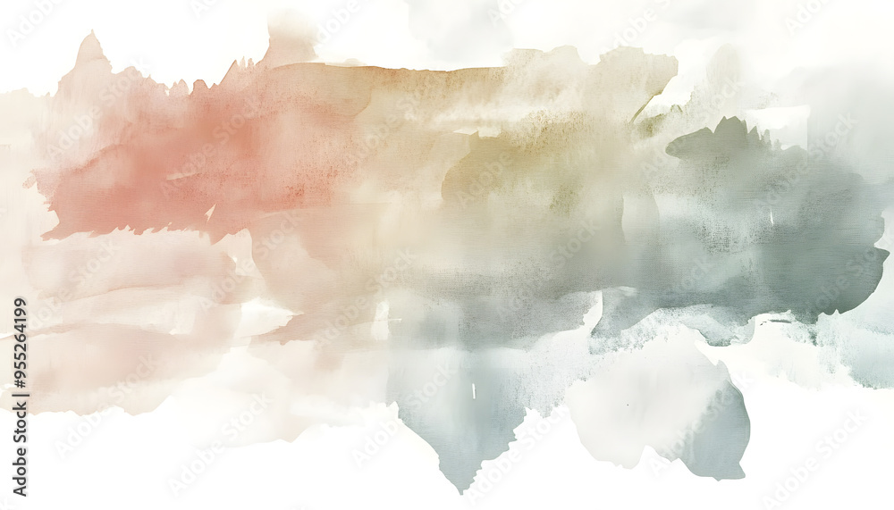 Obraz premium Soft watercolor splashes or strokes in muted tones, offering an artistic yet understated look