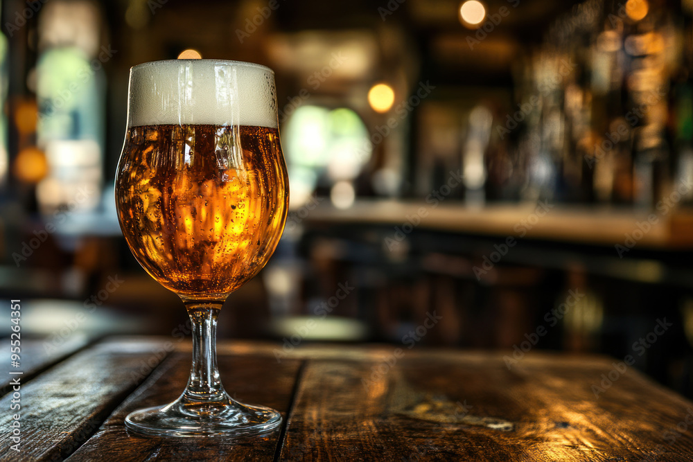 Glass of beer on a wooden table in a pub. Oktoberfest, festival. Copy space. Glass of beer on a wooden table in a pub. Oktoberfest, festival. Copy space.