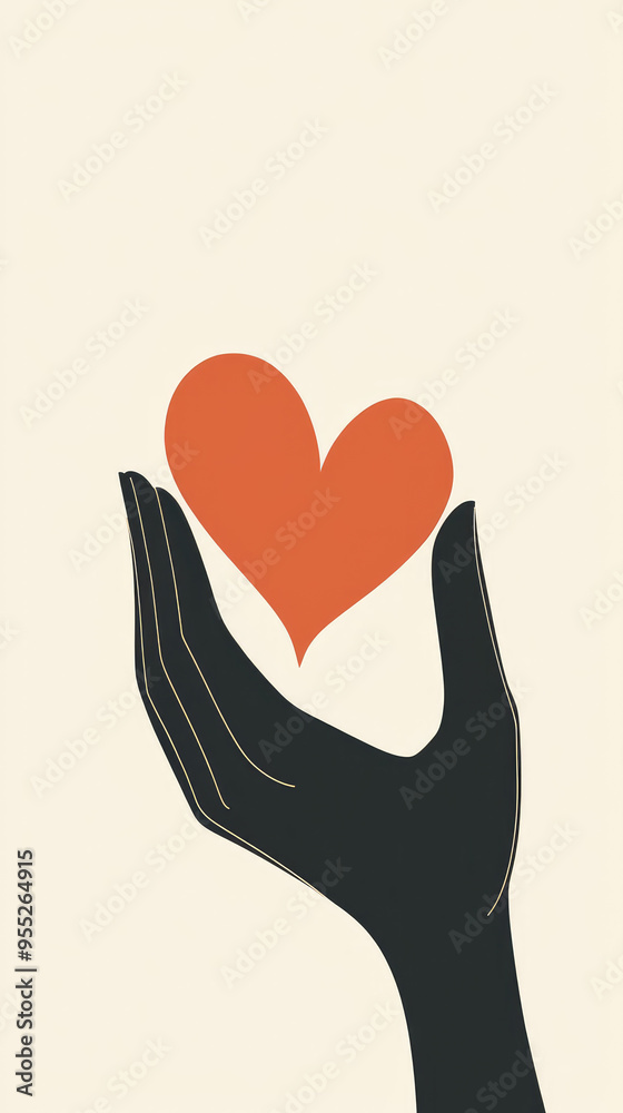 A Hand Gently Cradles a Vibrant Red Heart, a Symbol of Love and Care. A Hand Gently Cradles a Vibrant Red Heart, a Symbol of Love and Care.