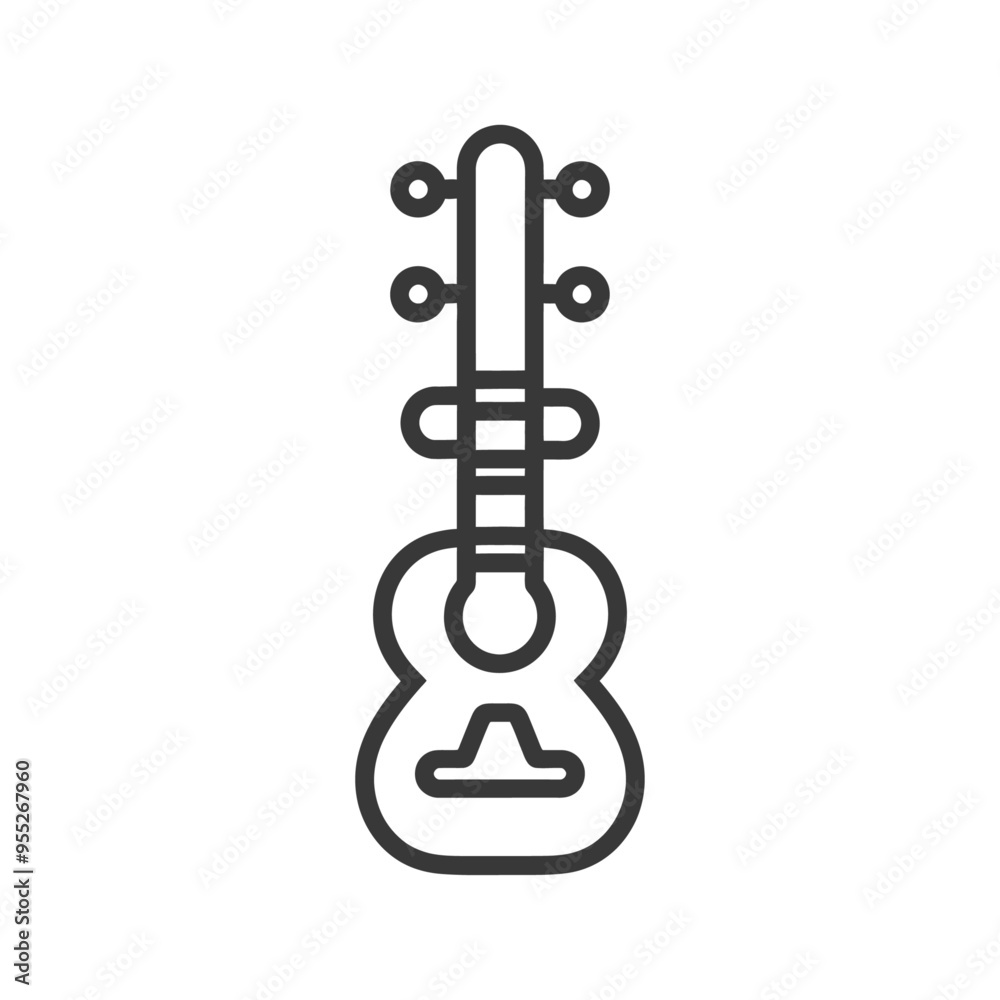Line Drawing of a Guitar with a Rounded Body and a Thin Neck Line Drawing of a Guitar with a Rounded Body and a Thin Neck