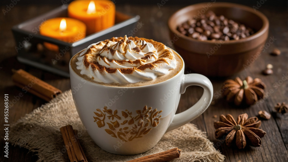 Delicious Pumpkin Spice Latte with Cinnamon and Star Anise Delicious Pumpkin Spice Latte with Cinnamon and Star Anise
