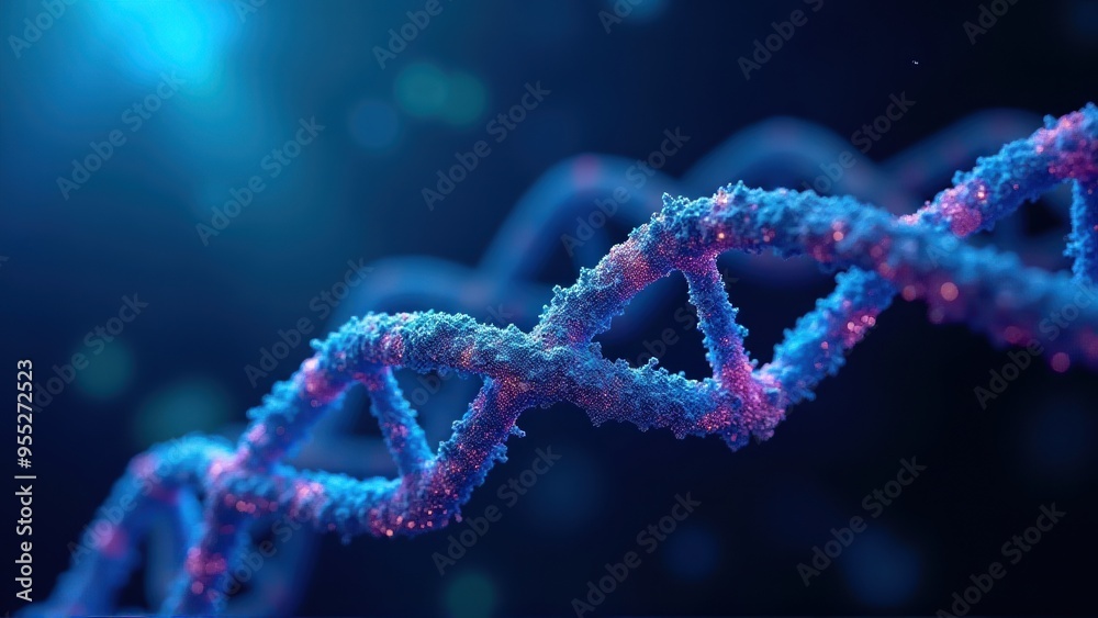 a close-up view of a DNA double helix structure, depicted with intricate detail Generative image Ai a close-up view of a DNA double helix structure, depicted with intricate detail Generative image Ai