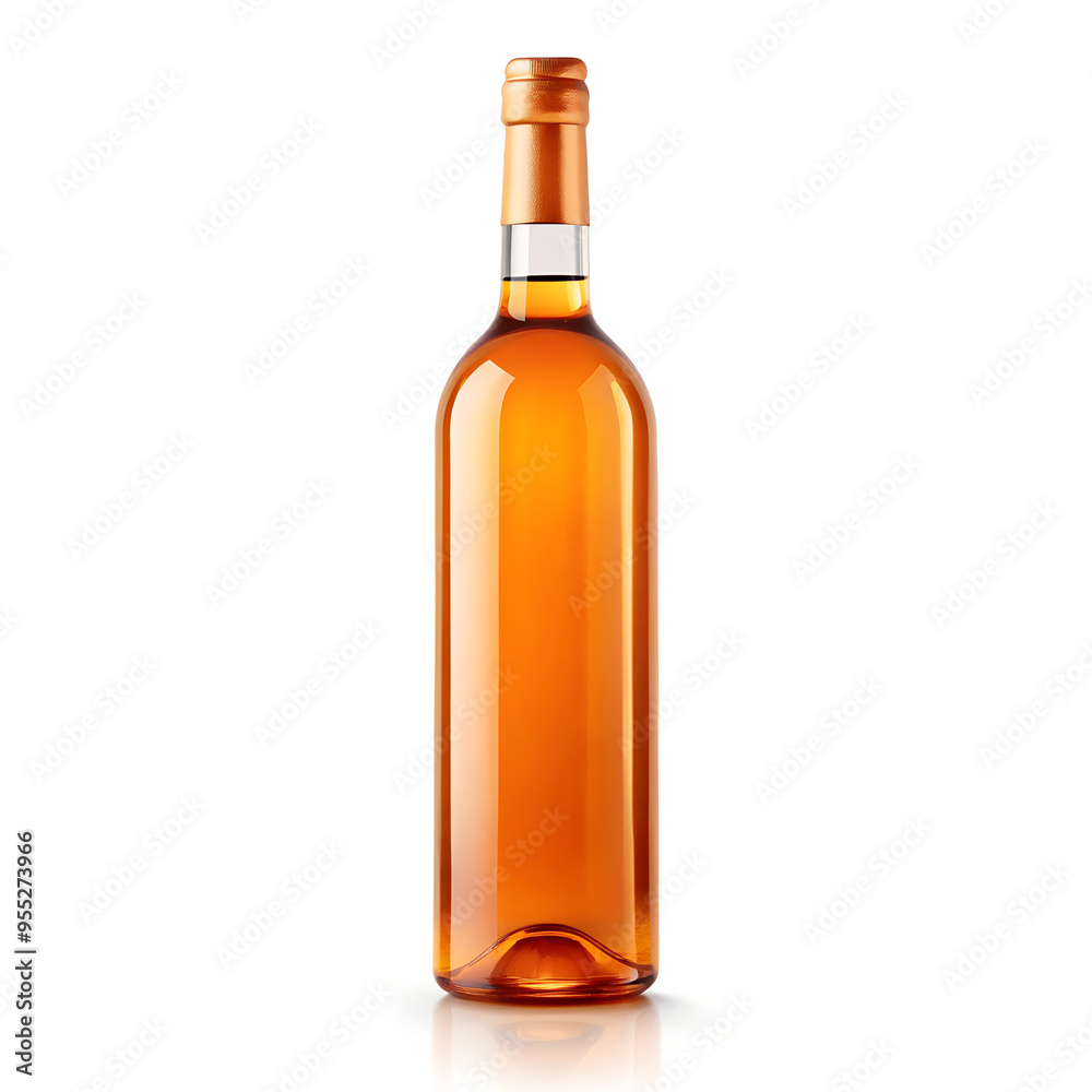 Orange Wine Bottle Isolated on a White Background. Side view. Orange Wine Bottle Isolated on a White Background. Side view.