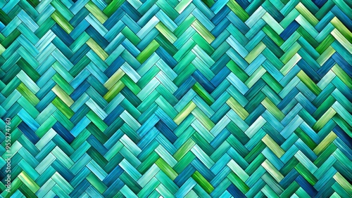 Muted teal and pale aqua swirl in a mesmerizing herringbone design, imbuing the onlooker with a sense of