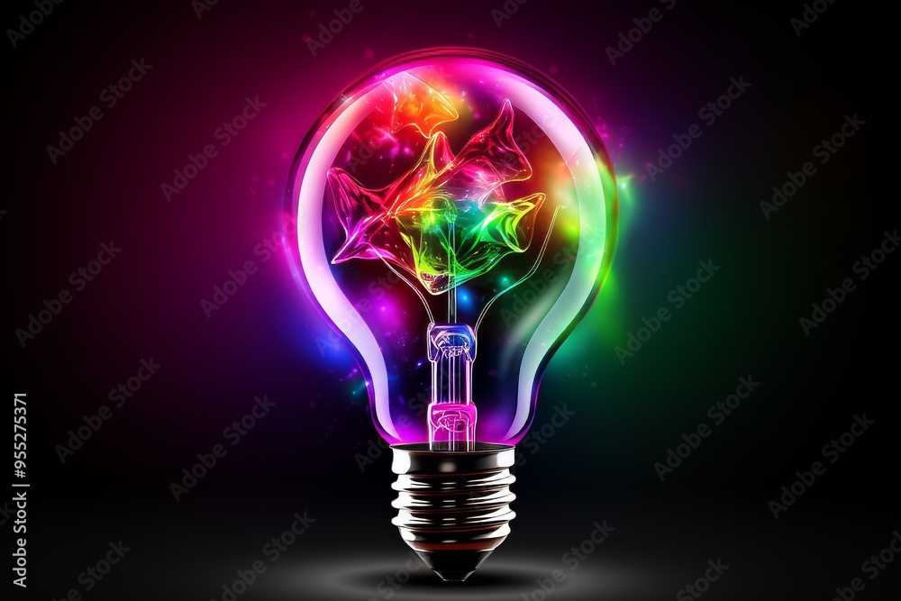 Innovative concept featuring an illustration of a brilliant bulb radiating light and ideas Innovative concept featuring an illustration of a brilliant bulb radiating light and ideas