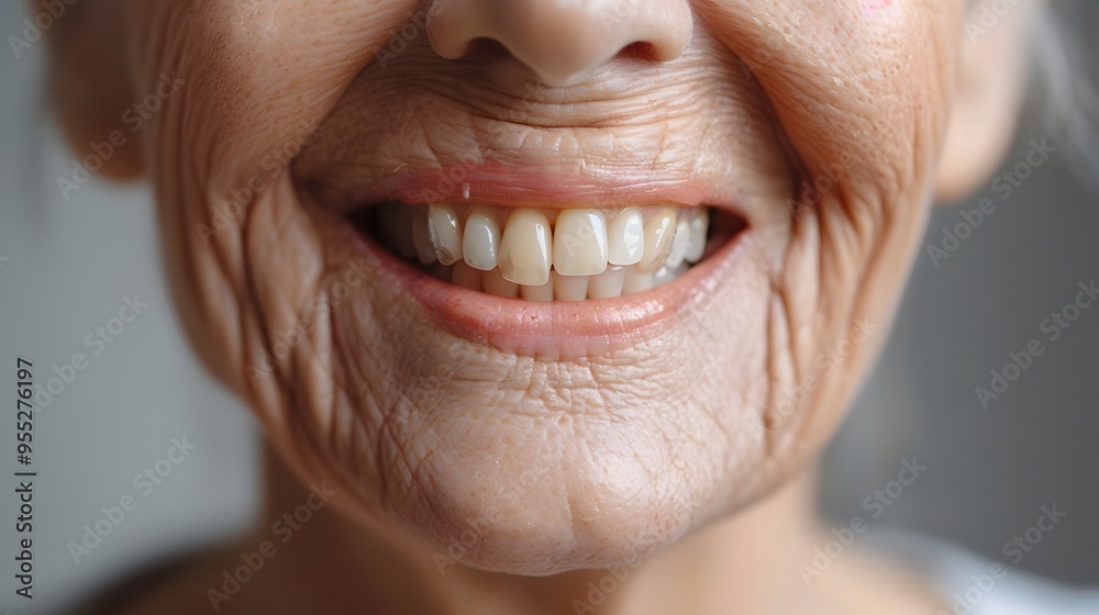 Elderly Person with Broken Tooth Warmly Smiling Detailed Wrinkles and Tooth Texture Elderly Person with Broken Tooth Warmly Smiling Detailed Wrinkles and Tooth Texture