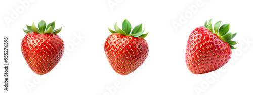 Strawberry fruit isolated on transparent white background