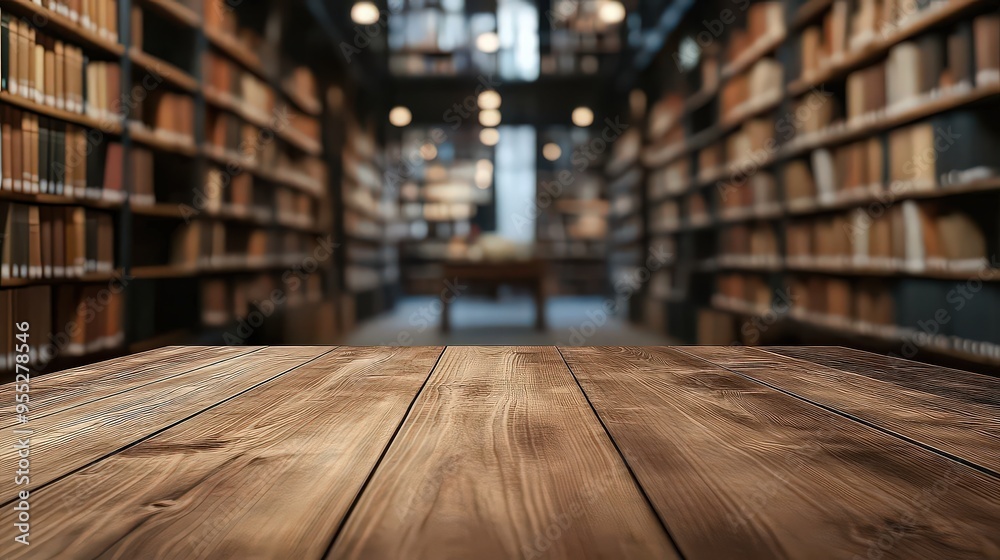 rustic wooden table inside a grand library, surrounded by towering bookshelves filled with countless books. rustic wooden table inside a grand library, surrounded by towering bookshelves filled with countless books.