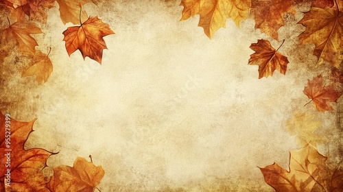 Autumnal Leaves on Vintage Background