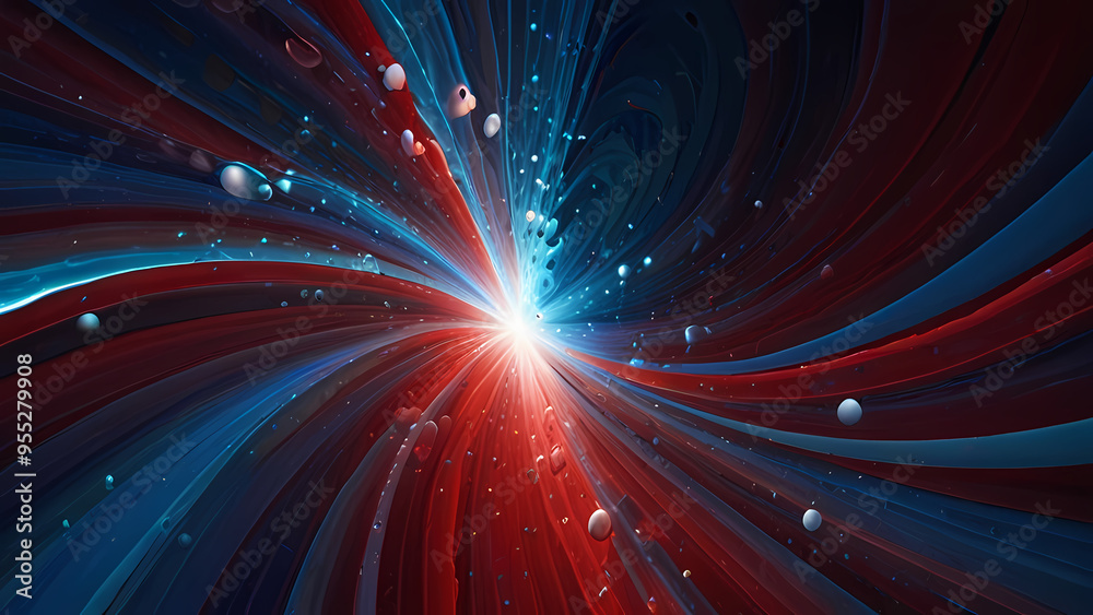 Naklejka premium energy, ions, attraction, repulsion, swirling, abstract, dynamic, background, patterns, contrasting, blue, red, interaction, vibrant, motion, charged, flow, fusion, tension, contrast, pulse, radiance,