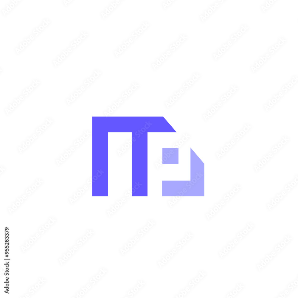 Initial letters MP negative space square shape Initial letters MP negative space square shape