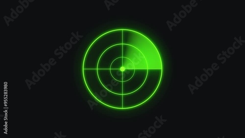  Digital scanning radar screen animation, Moving military target HUD radar signal concepts -4k video.