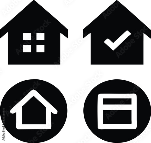 Free Download Vector home icons featuring modern and traditional house styles for web and print use. - GFXLoad