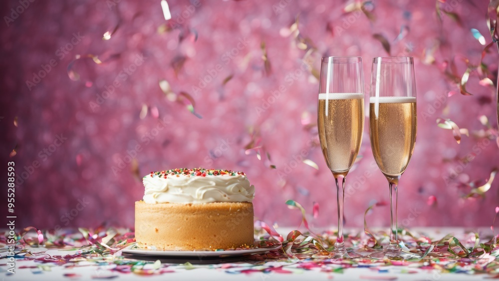 glasses of champagne and cake glasses of champagne and cake