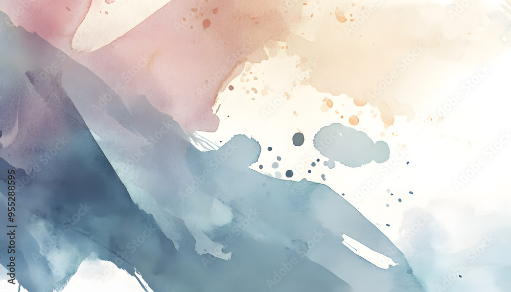 Obraz premium Soft watercolor splashes or strokes in muted tones, offering an artistic yet understated look