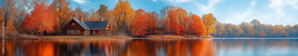 Lakeside Cabin in Fall Lakeside Cabin in Fall