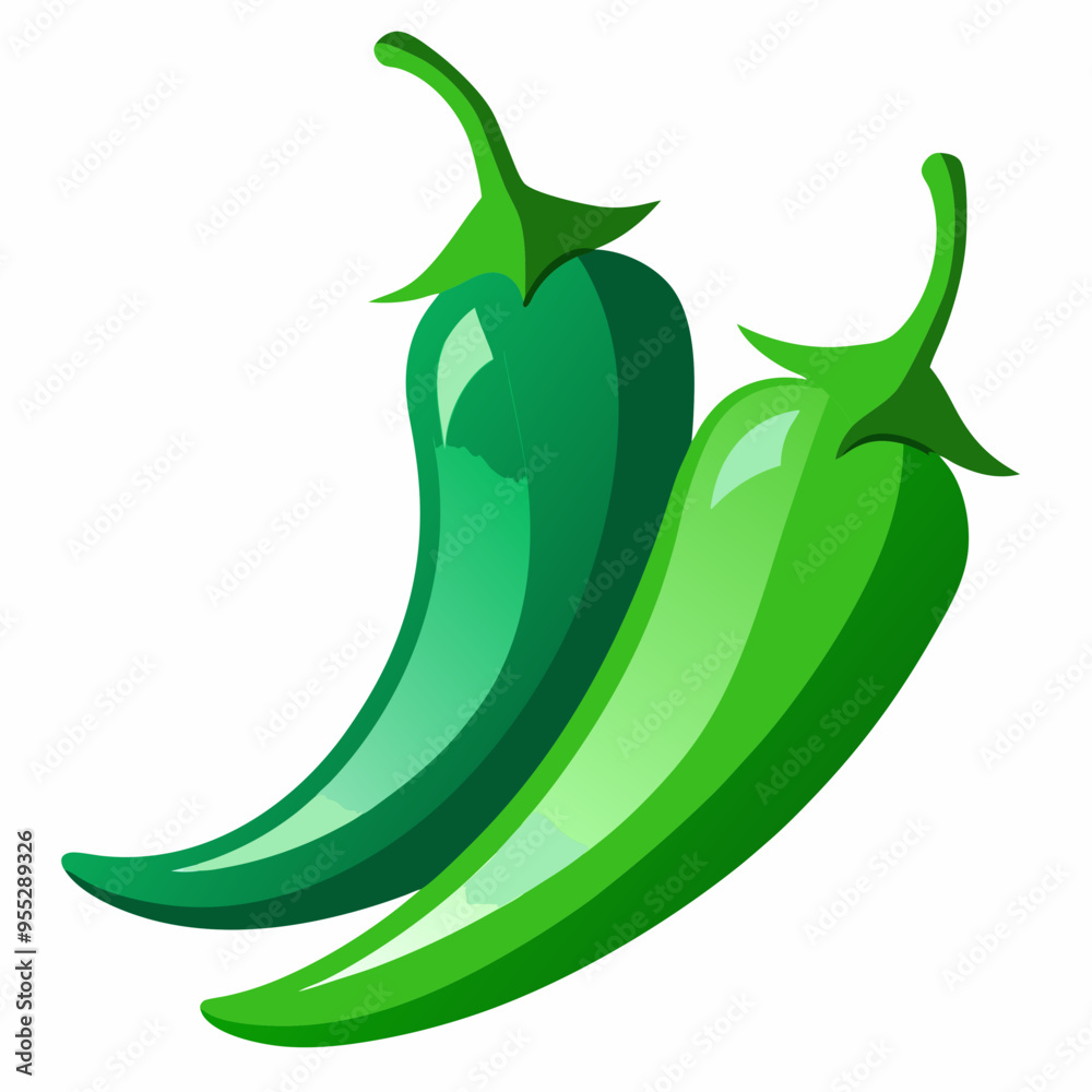 Red Chili Peppers Vector Art on White Background Red Chili Peppers Vector Art on White Background