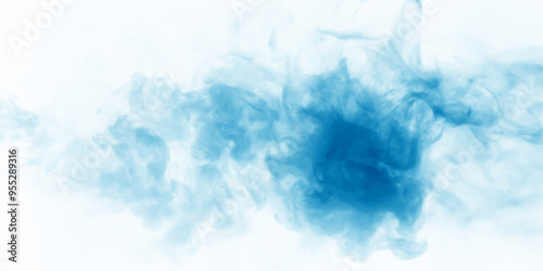 Light blur background with cyan, blue fog floating in the air.