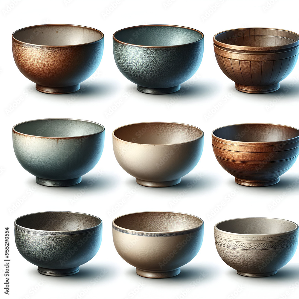 set of bowls isolated on white background set of bowls isolated on white background