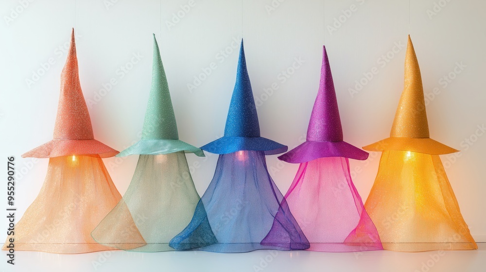 Floating Witch Hats with Soft Glow for Halloween Decor Floating Witch Hats with Soft Glow for Halloween Decor