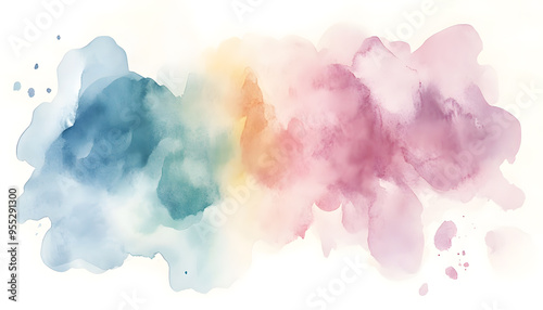 Soft watercolor splashes or strokes in muted tones, offering an artistic yet understated look