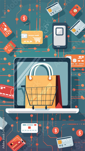 Secure online shopping with credit card payment, man contemplating e-commerce purchase, convenient digital transactions