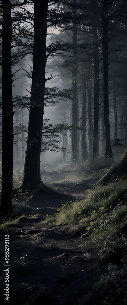 Magical forest filled with soft moonlight, high quality, realism Magical forest filled with soft moonlight, high quality, realism