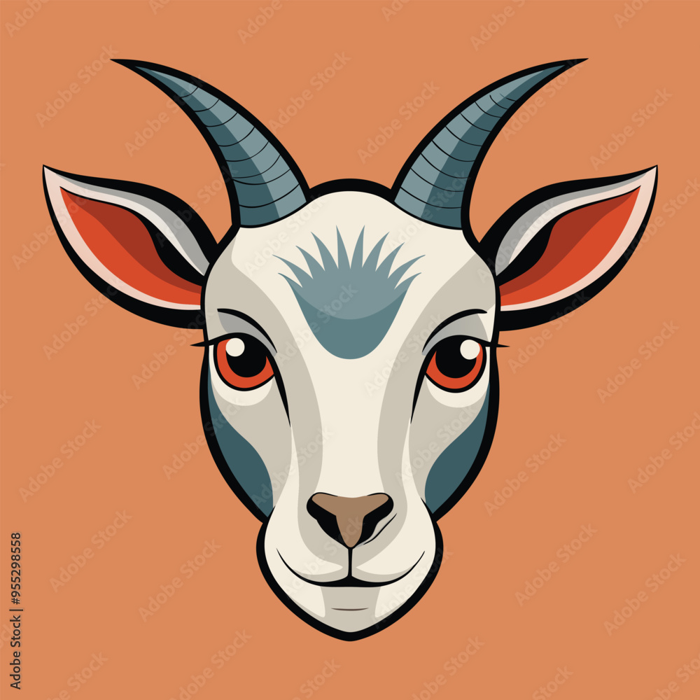Stylized Goat Face Vector - Ideal for Farm and Animal Themes Stylized Goat Face Vector - Ideal for Farm and Animal Themes