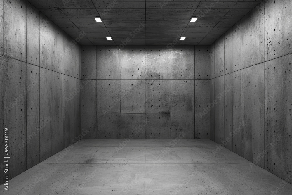 Empty concrete room with modern lighting Empty concrete room with modern lighting