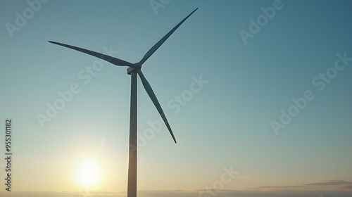 Wallpaper Mural A single wind turbine standing tall against a dramatic sunset. Copy space.  Torontodigital.ca