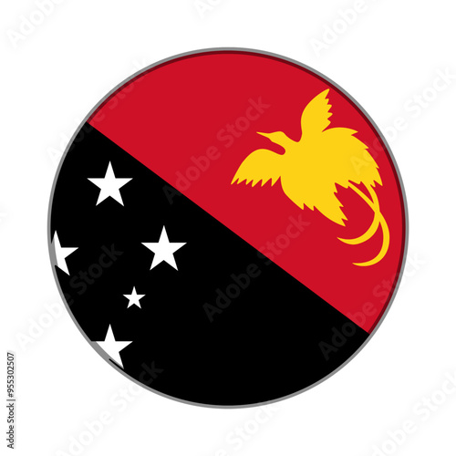 Free Download The flag of Papua New Guinea. Flag icon. Standard color. Round flag. Computer illustration. Digital illustration. Vector illustration. - GFXLoad
