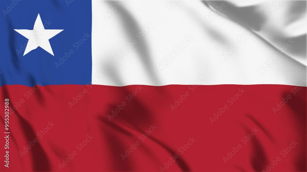 Chile flag seamless loop animation. The National flag of Chile is 3d waving Chile flag seamless loop animation. The National flag of Chile is 3d waving