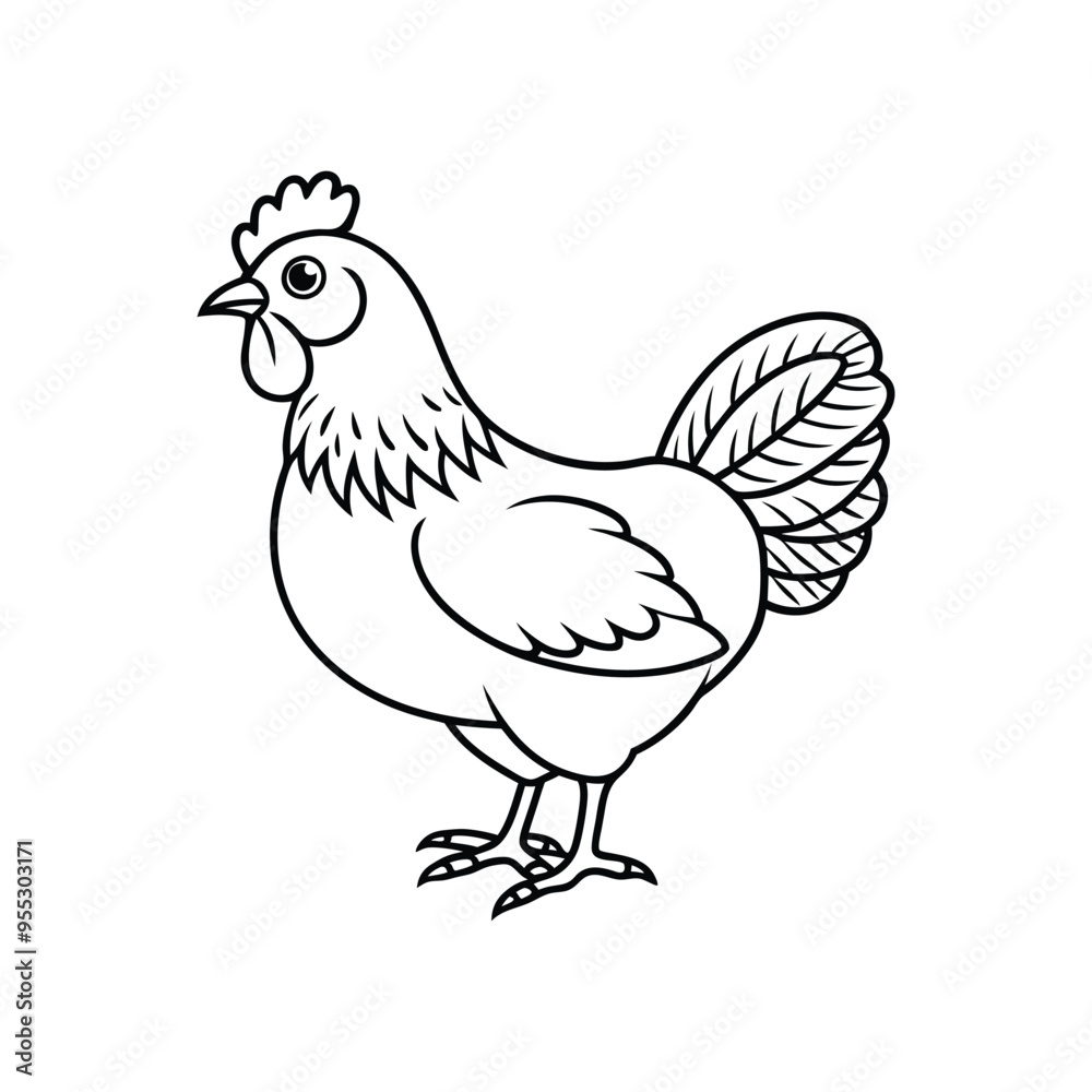 LINEOUT icon of a chicken vector icon illustration on a white background. LINEOUT icon of a chicken vector icon illustration on a white background.