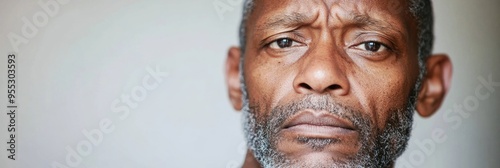 Close-Up of a Middle-Aged Black Man in Deep Worry and Contemplation