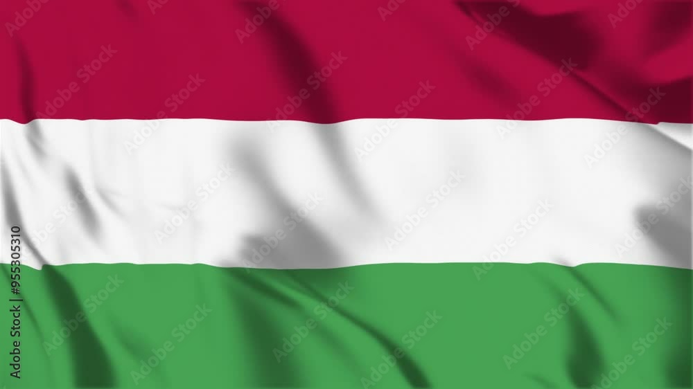 Hungary flag seamless loop animation. The National flag of Hungary is 3d waving Hungary flag seamless loop animation. The National flag of Hungary is 3d waving
